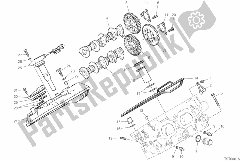 All parts for the Rear Head - Timing System of the Ducati Superbike Panigale V4 USA 1100 2018